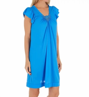 Short Cap Sleeve Nightgown In Sapphire Anti Pilling Technology