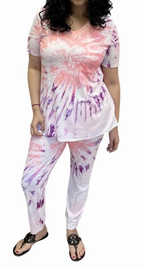 Universal Fit Starburst Tie Dye Jogger Set In Magenta