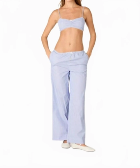 Stripe Bralette And Pant Set In Marine Blue DoubleLayered Knee Patch Lightweight Construction