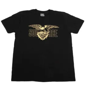 Casual and Soft Retro nostalgia Source Eagle T-Shirt - Black