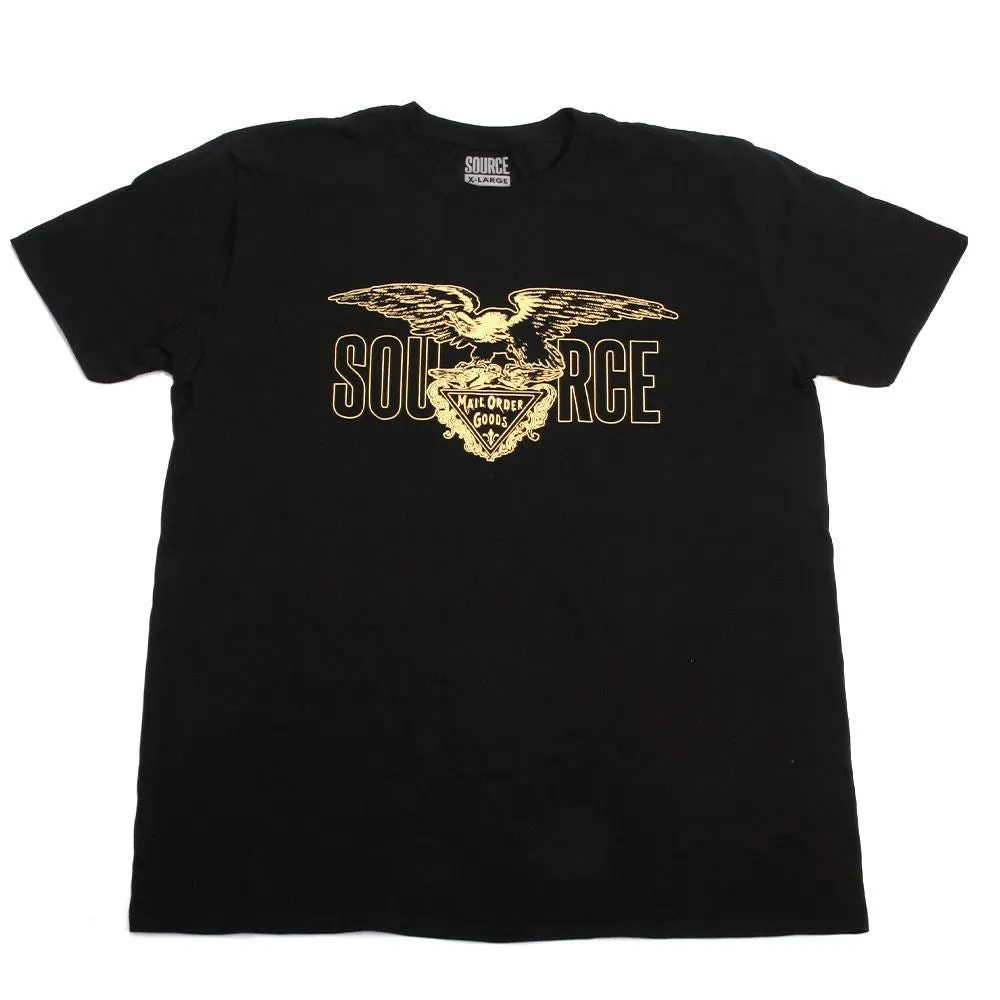 Casual and Soft Retro nostalgia Source Eagle T-Shirt - Black