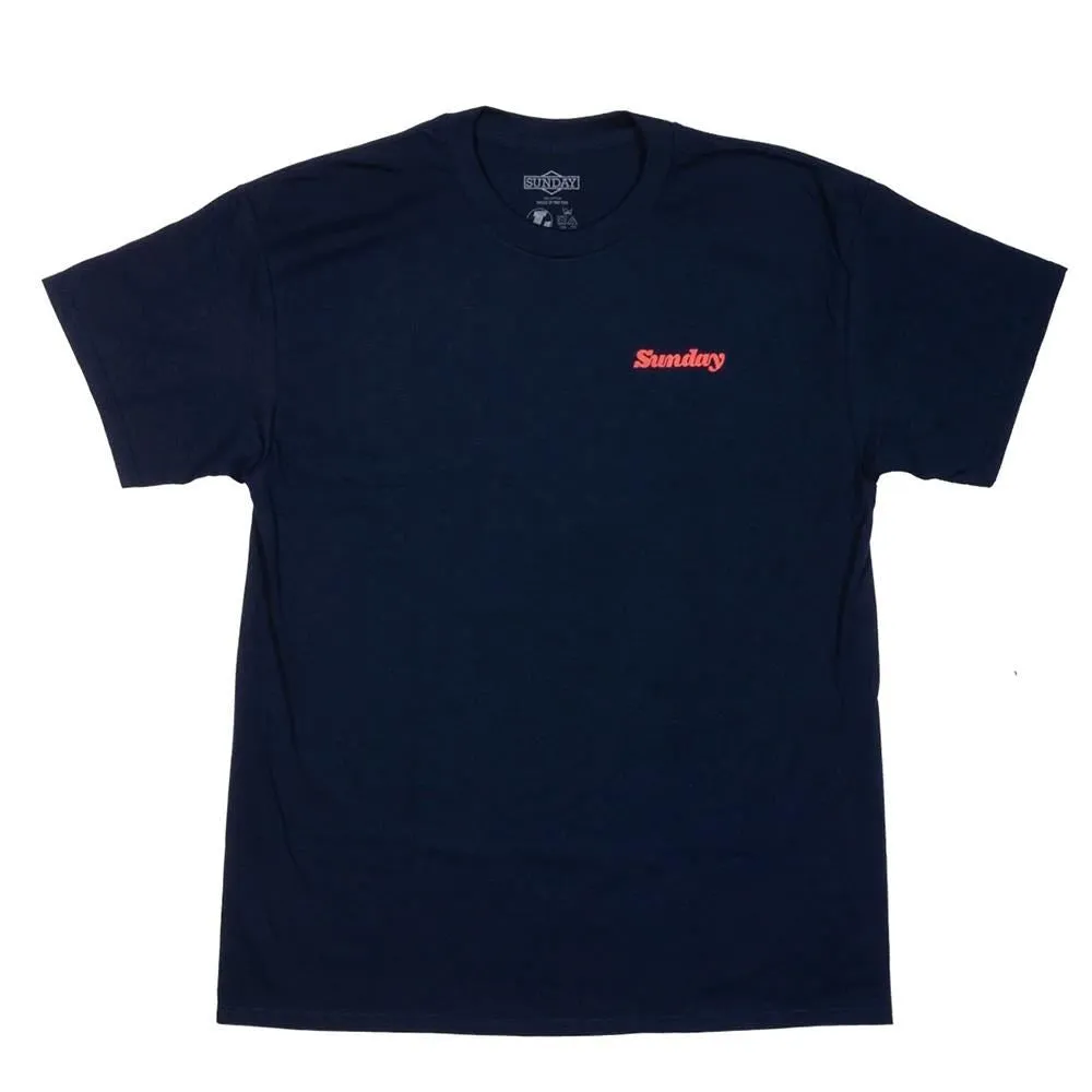 Sunday Winners Wreath T-Shirt - Navy With Red And Yellow Wreath Relaxed fit wear