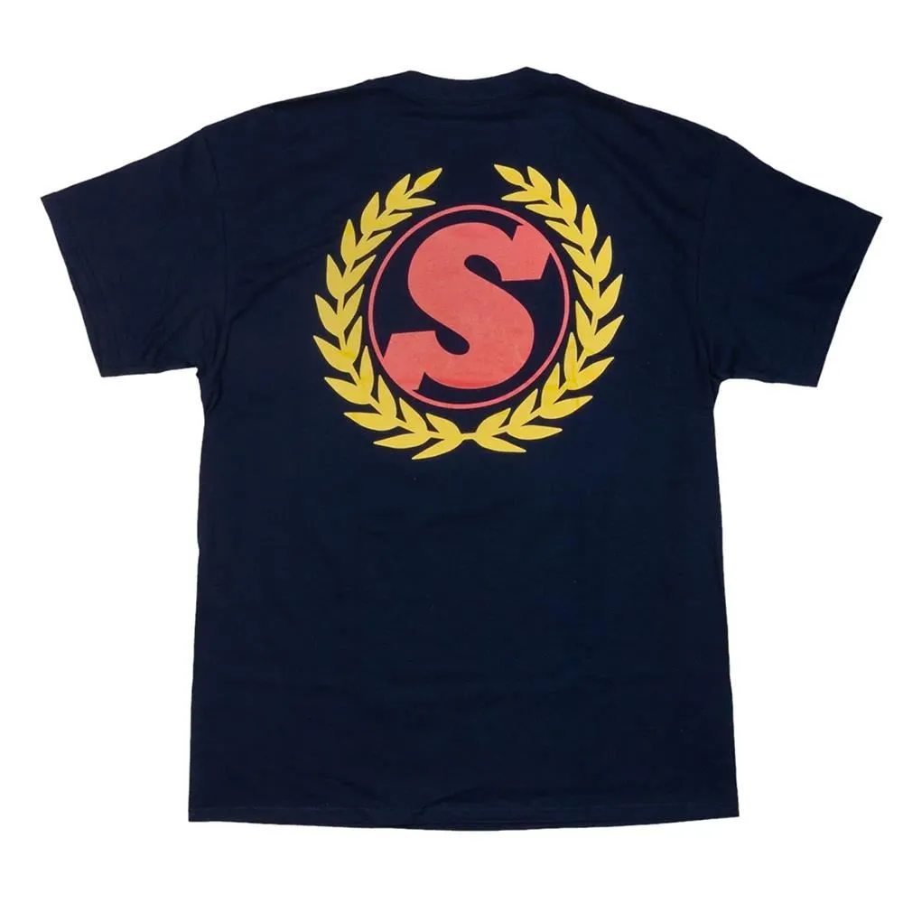 Sunday Winners Wreath T-Shirt - Navy With Red And Yellow Wreath Cozy and Soft DurableStitching