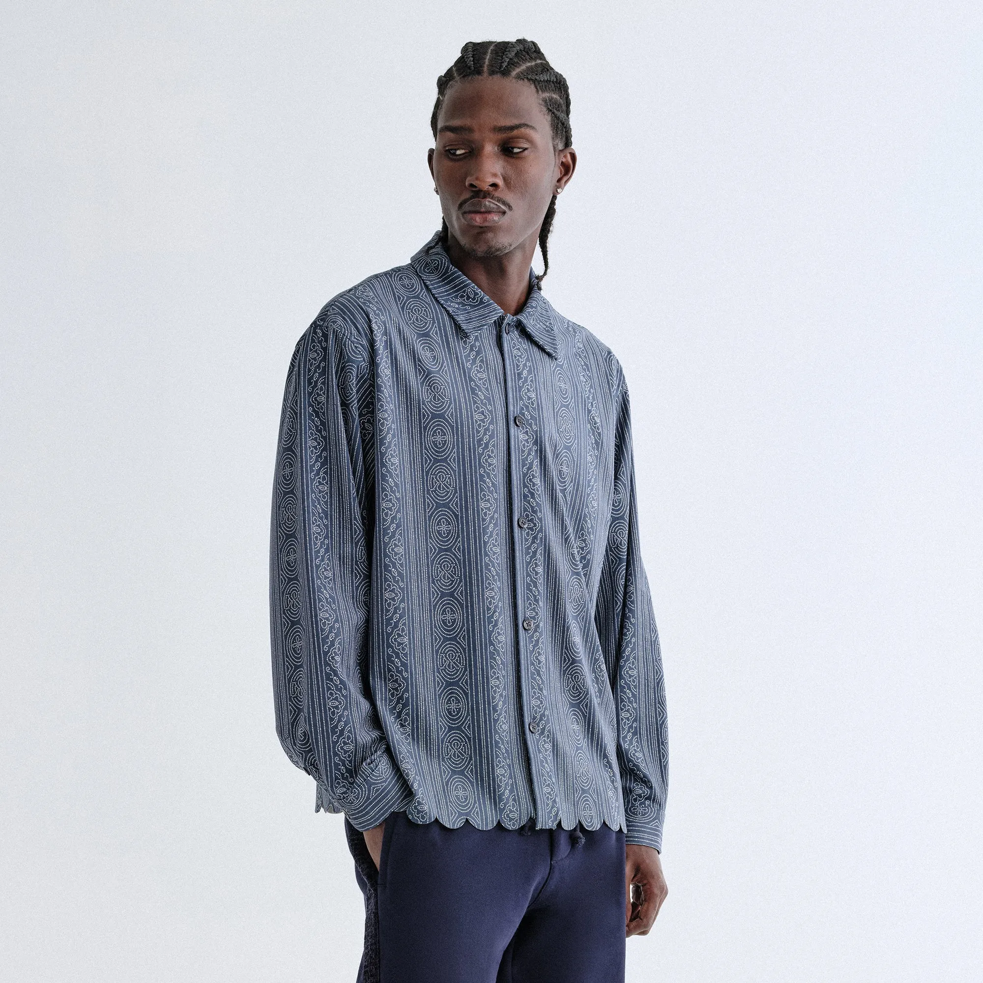 Kith Isaac Microsuede Long Sleeve Button Down - Nocturnal Designer Look Holiday Special