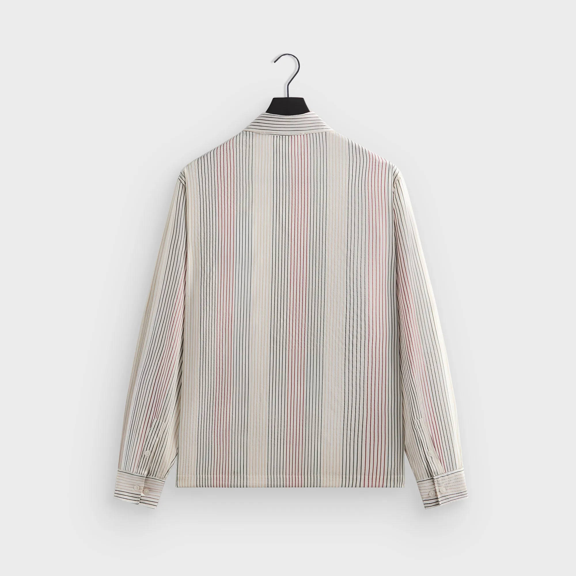Comfort Fit Trendy designs Kith Seersucker Long Sleeve Boxy Collared Overshirt - White