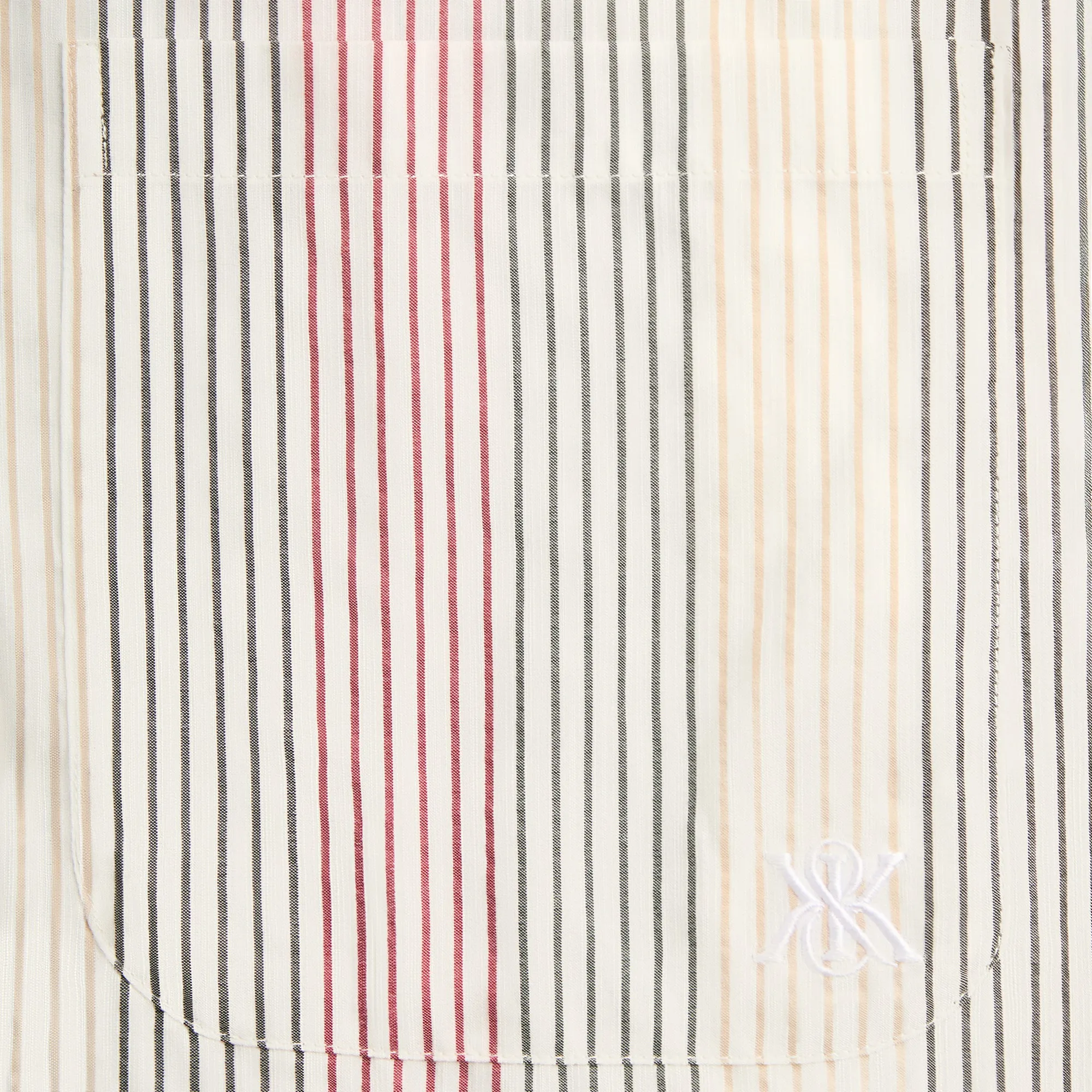 Workwear Essential Kith Seersucker Long Sleeve Boxy Collared Overshirt - White