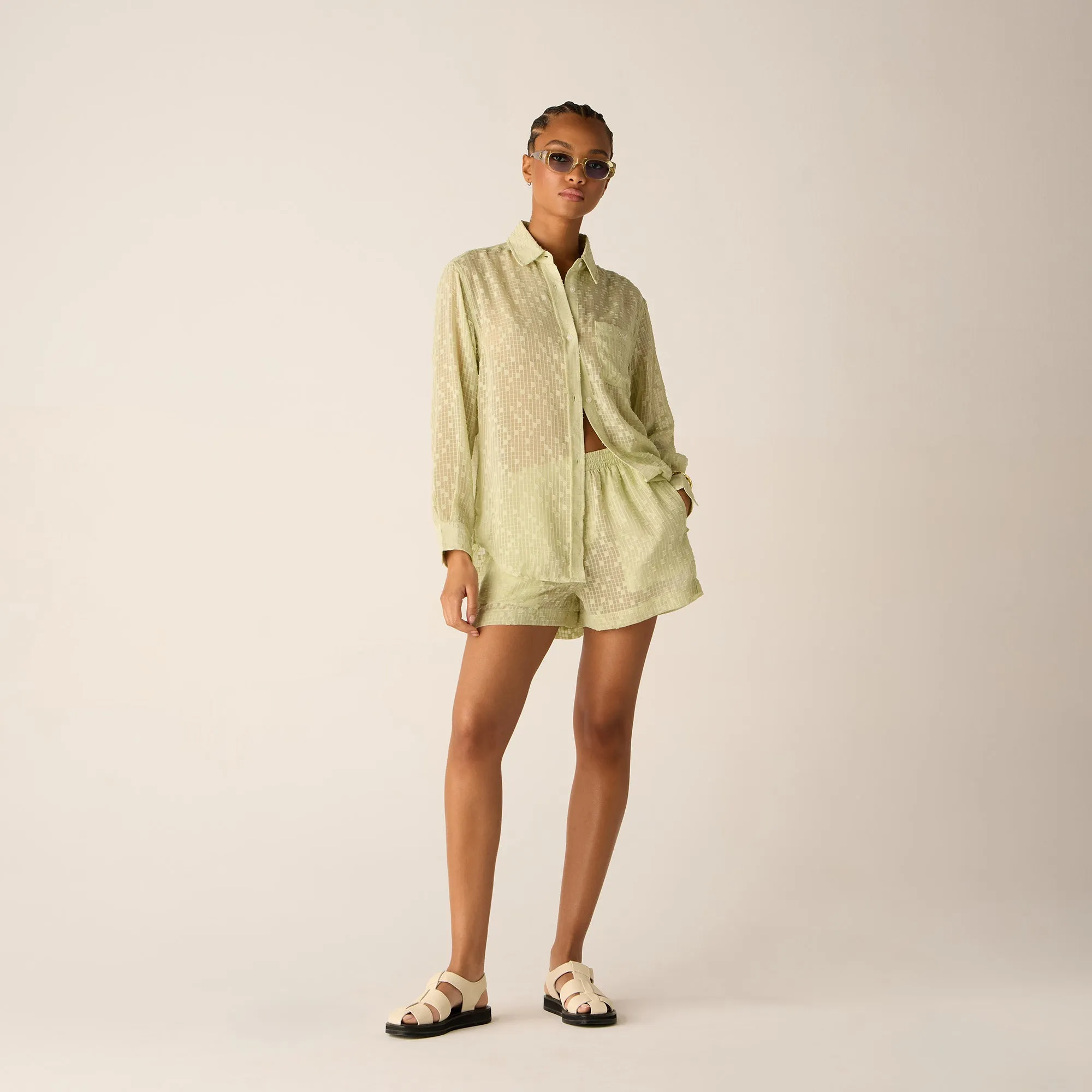 Kith Women Ora II Clipped Jacquard Shirt - Vera Geometric Pattern
