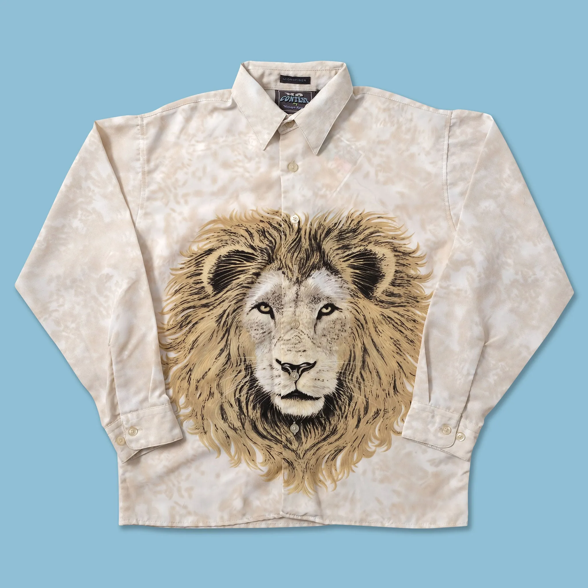 Double Needle Hemming Y2K Lion Shirt Small