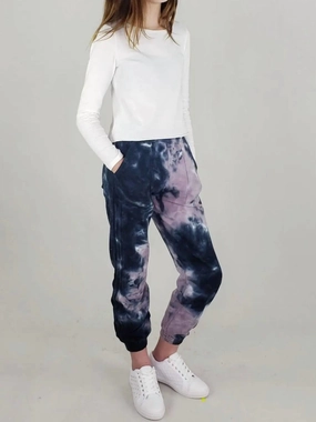 Girl's Tie Dye Jogger In Midnight Stretch Motion