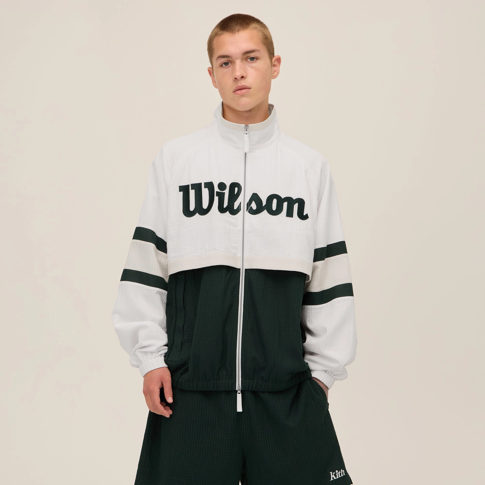 Kith for Wilson Dobby Track Jacket - White Stitched Look All Day Fit