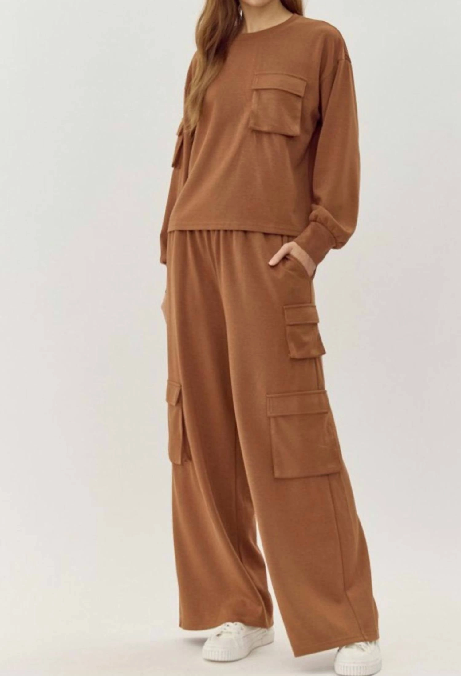 Flexible Ribbed Cuffs "kendra" Matching Separates In Coffee & Cream
