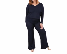 Soft And Cozy Waffle Lounge Set In Navy Tear Resistant Fabric
