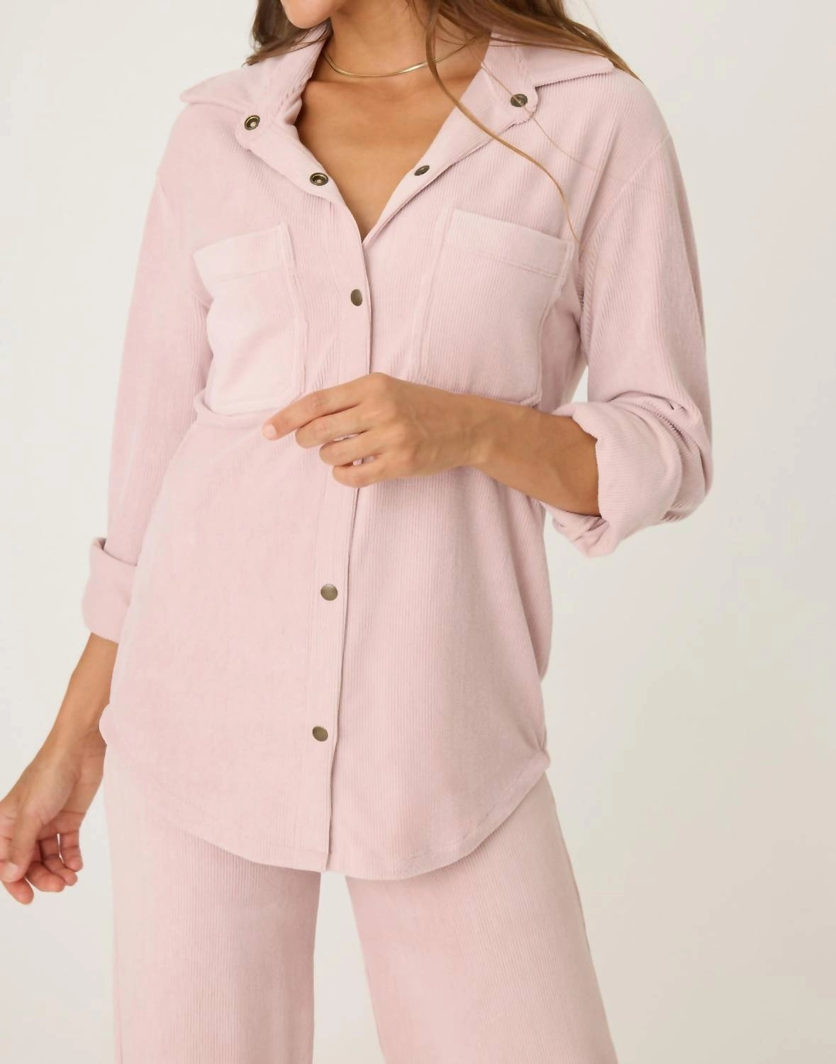 Hidden Stretch Panel Winter Classics Long Sleeve Top In Pink Clay