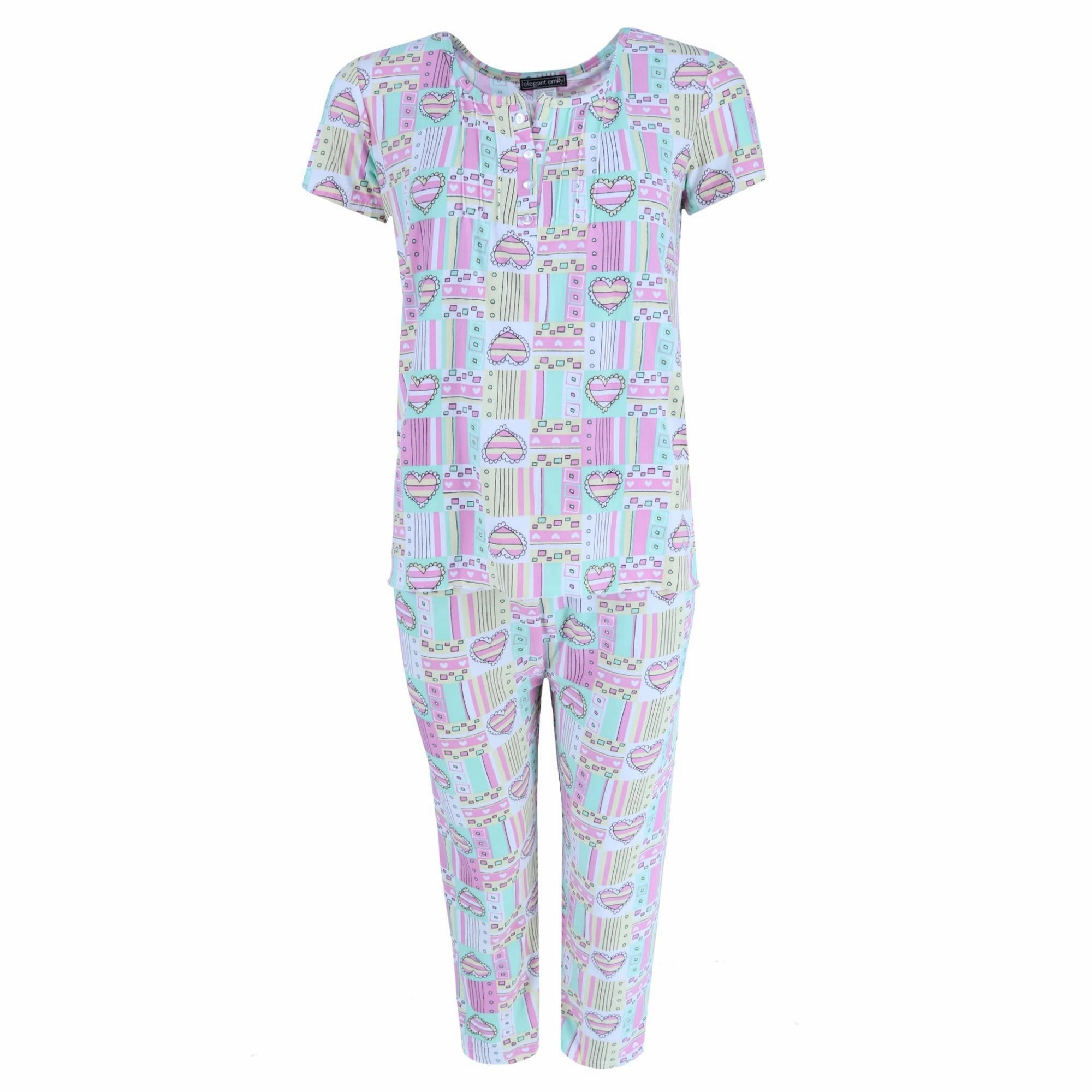 Women's Plus Size Patchwork Hearts Capri Set Softened Edges
