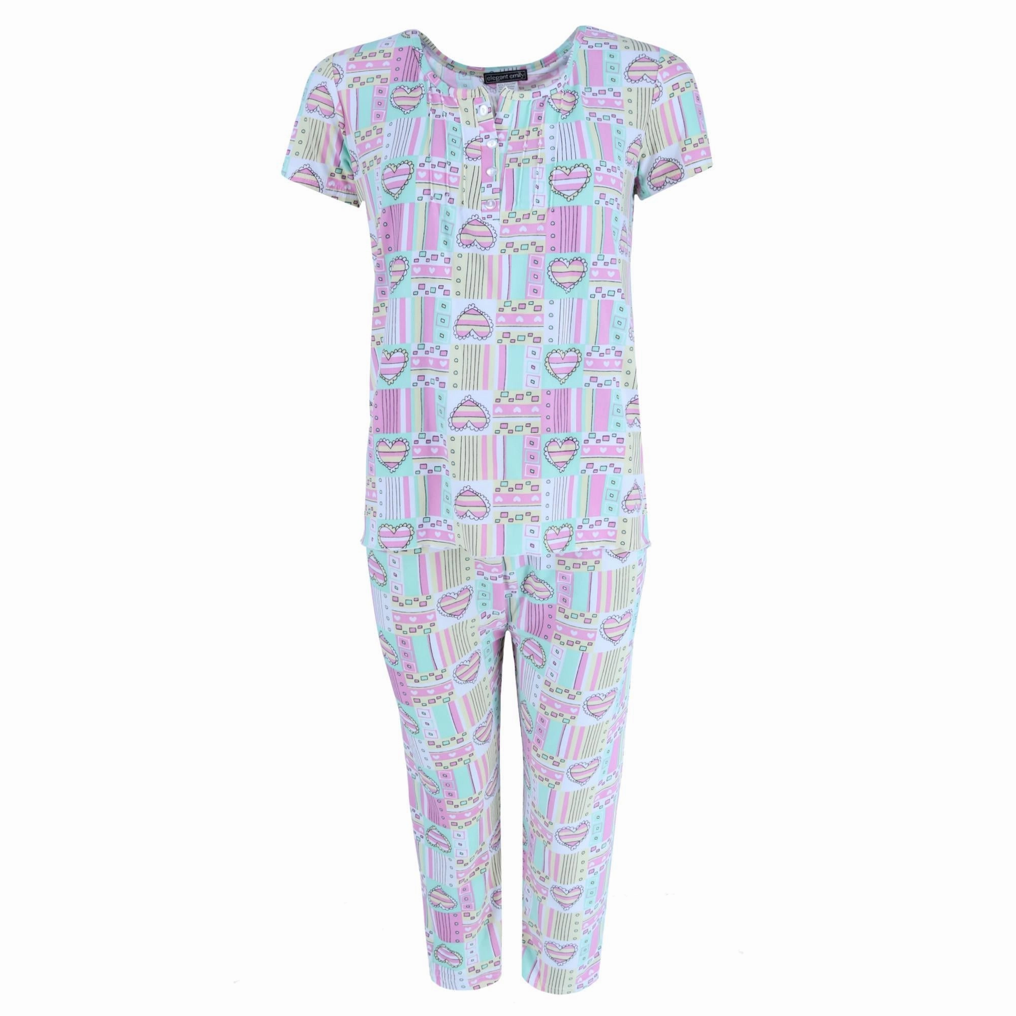 UltraSoft Brushed Interior Women's Plus Size Patchwork Hearts Capri Set