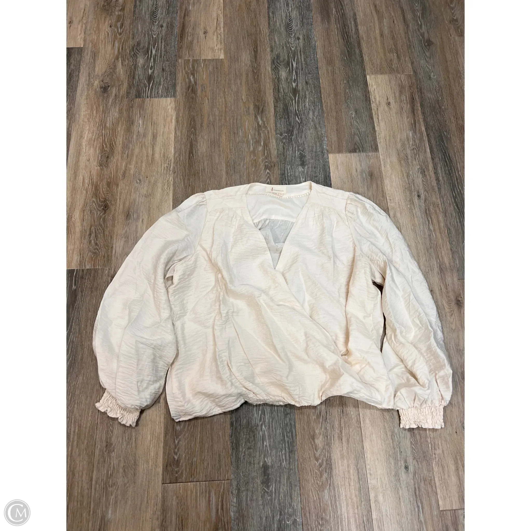 Architectural Tailoring Blouse Long Sleeve By Anthropologie In Cream, Size: Xl