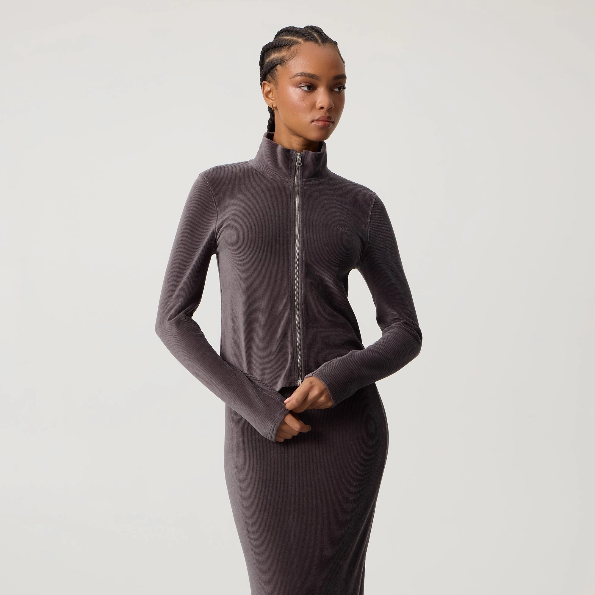 Kith Women Ina Track Zip - Hematite Sleek Utility Non Bulky Profile