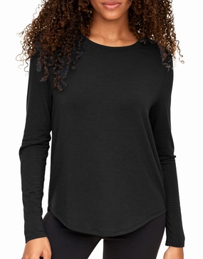 Molly Women's Long-Sleeve Tee Stretch Material Waffle Knit Texture
