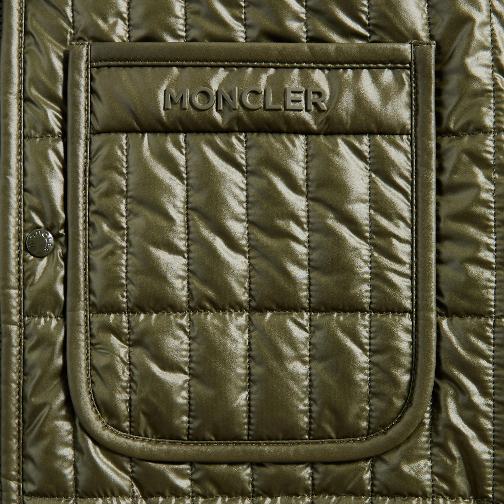 Moncler Madiere Shirt Jacket - Olive Green Windproof Inner Layer Low Profile Collar Design