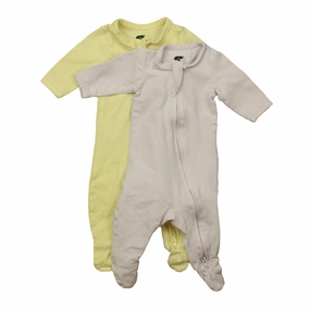 Monica   Andy Unisex Yellow | Purple 2-piece Pajamas Size: Preemie Tear Resistant Knit Zipper Free Design