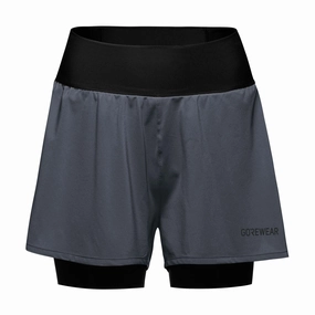 Lightweight Thermal Layer UV Protection GOREWEAR | Women's Concurve 3" 2IN1 Shorts - Lab Graphite/Black