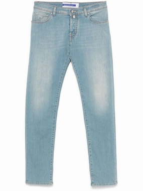 Outerwear Friendly Wearable Piece Light Blue Denim Jeans With Relaxed Fit And Classic Design