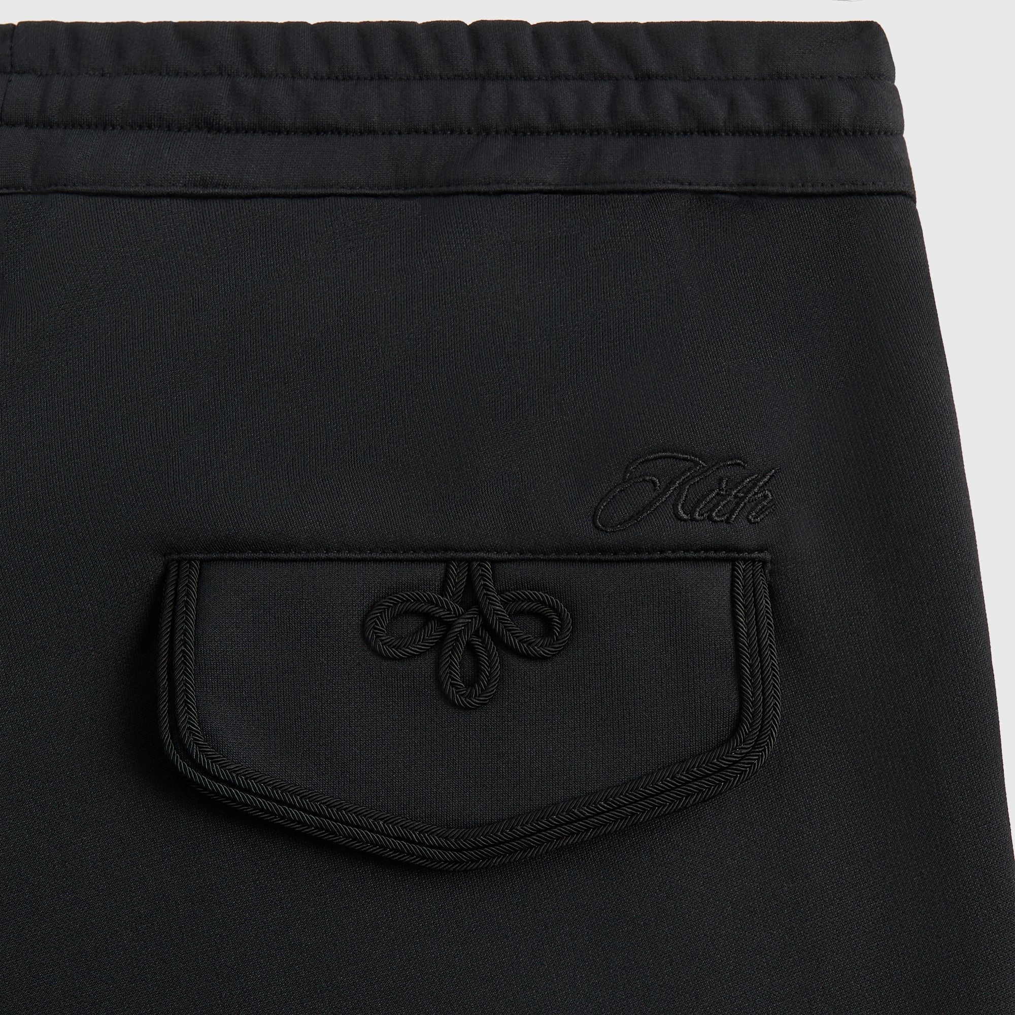 Double Layered Hem Kith Ribbon Embroidery Elmhurst Pant - Black