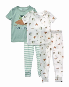 Lightweight Thermal Regulating Softened Edges Only Boys 4pc Soft & Cozy Pajama Set
