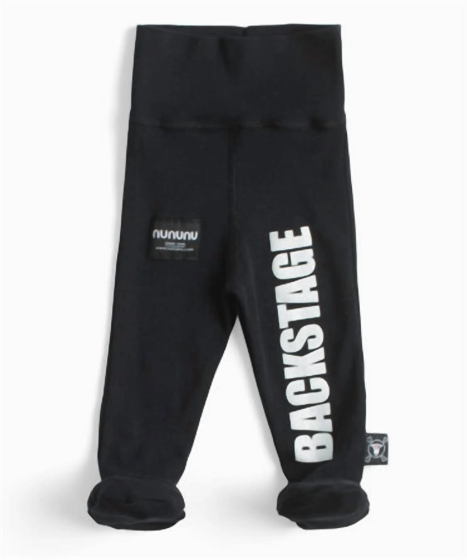 Boy's Backstage Footed Leggings In Black Sustainable Fabric Flat Lock Stitching