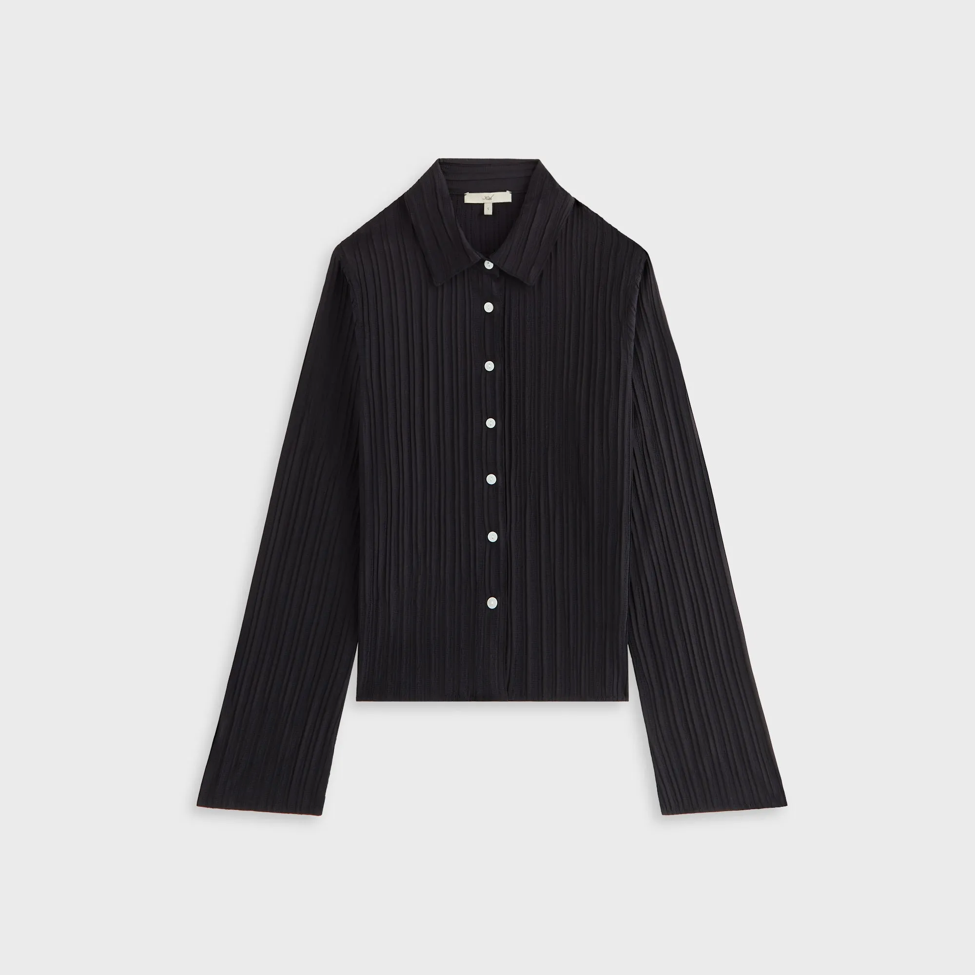 Kith Women Elvira Plisse Button Down Shirt - Ink Stretchable Cloth