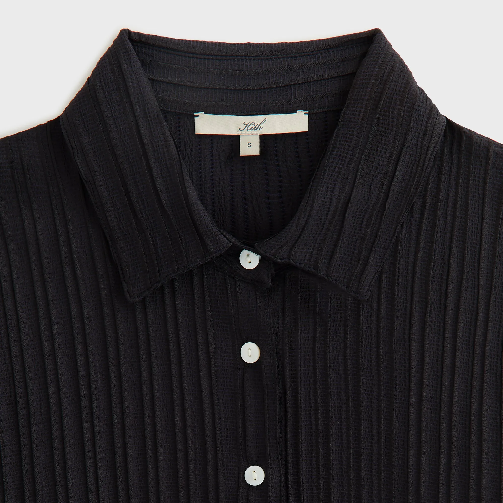 Yoke Design Quick-Dry Kith Women Elvira Plisse Button Down Shirt - Ink