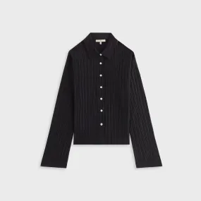 Kith Women Elvira Plisse Button Down Shirt - Ink Stretchable Cloth