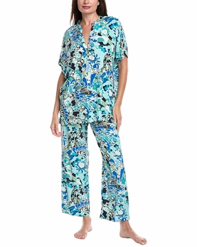UltraSoft Brushed Interior MultiPurpose Loungewear N Natori 2pc Fusion Fans Challis Pajama Set
