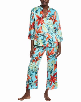 Tag Free Labeling fade resistant color N Natori 2pc Tropical Breeze Satin Top & Pant Set