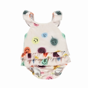 Stretch Resistant Panels Nalani Smiley Face-Print Swimsuit