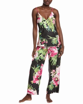 Natori 2pc Sonomi Top & Pant Set Textured Ribbed Collar