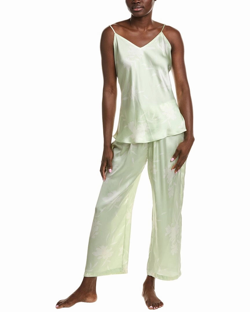 High Breathability Knit Loose Fit Style NATORI EDIT 2pc Lily Printed Satin Icon Pajama Set