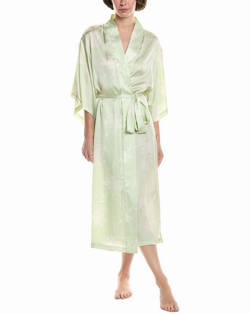 NATORI EDIT Lily Printed Satin Icon Robe French Terry NoRoll Waistband Design