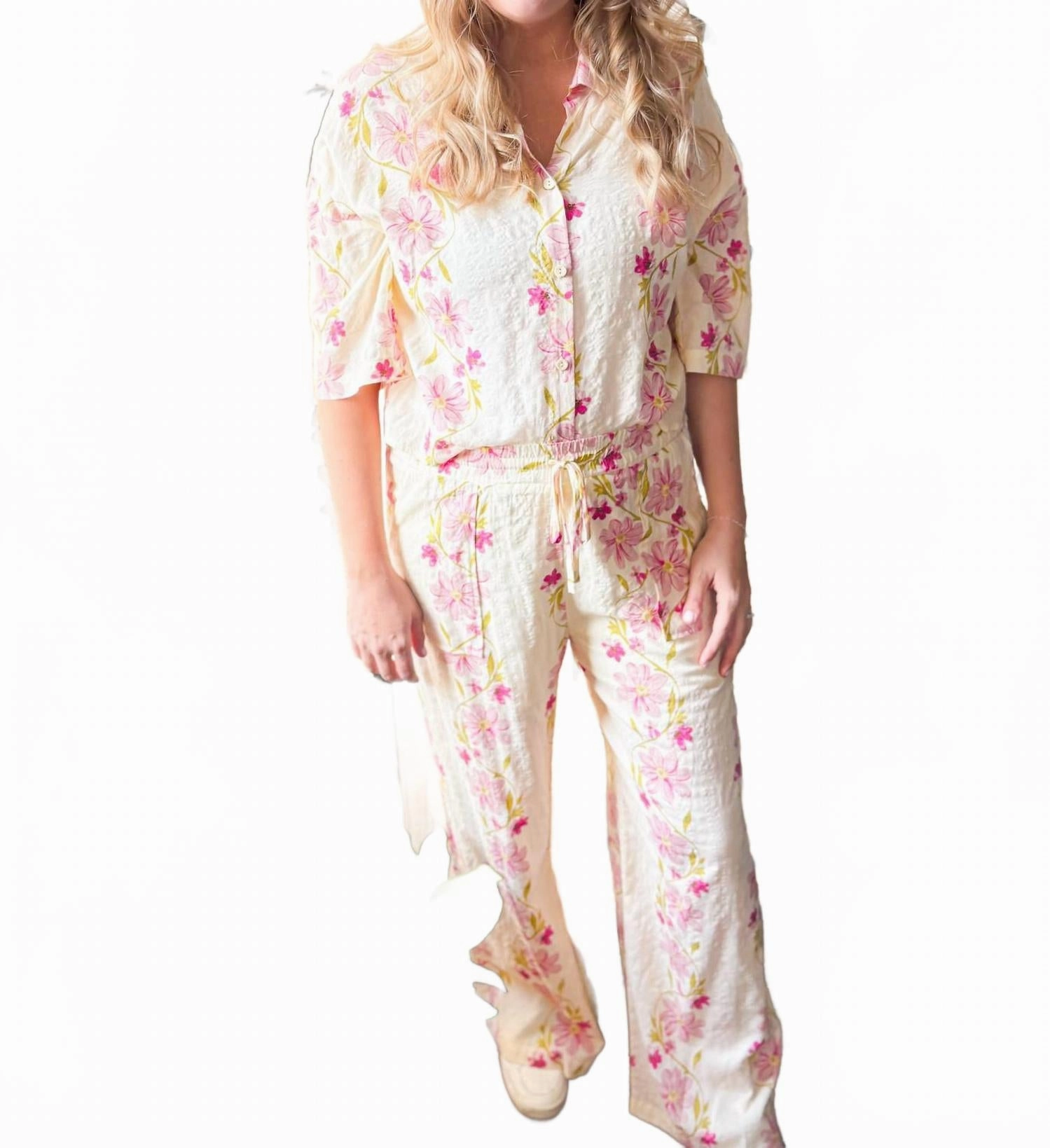 Hygroscopic Fiber Ibiza Shirt & Pants Set In Multi