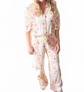 Hygroscopic Fiber Ibiza Shirt & Pants Set In Multi