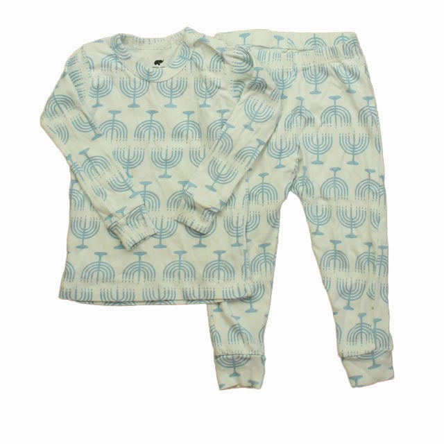 Monica   Andy Boys White | Blue Menorah 2-piece Pajamas Thermal Insulation Plush Brushed Interior