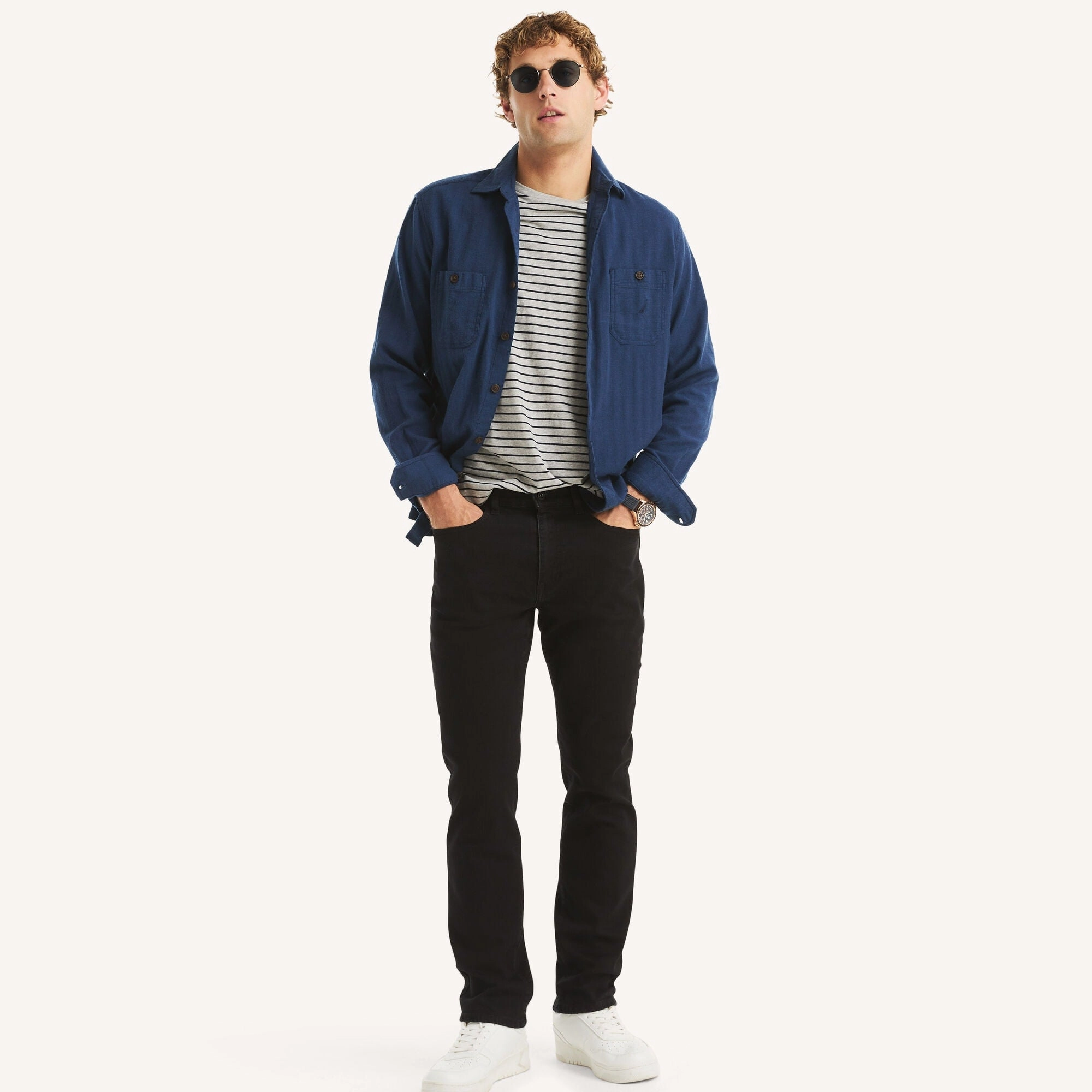 Nautica Mens Vintage Straight Stretch Denim Chill Mode Heavyweight Denim
