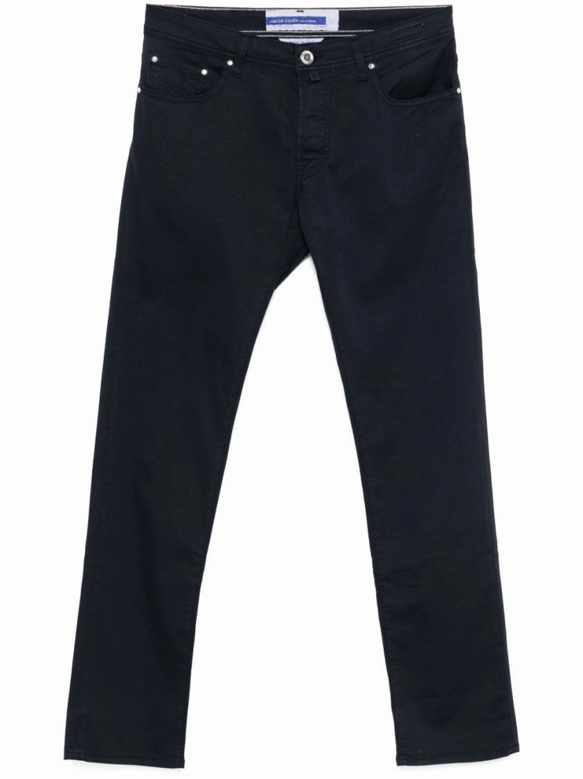 Navy Blue Bard Slim Fit Trousers Timeless Choice Smart Basic