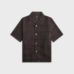 Cruise Collection Wrinkle Free Care Needles Cabana Plaid Jacquard Shirt - Brown