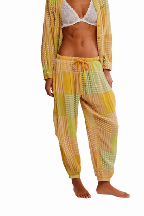 Plush Lining Night After Night Pajama Pant In Lemon Lime Combo