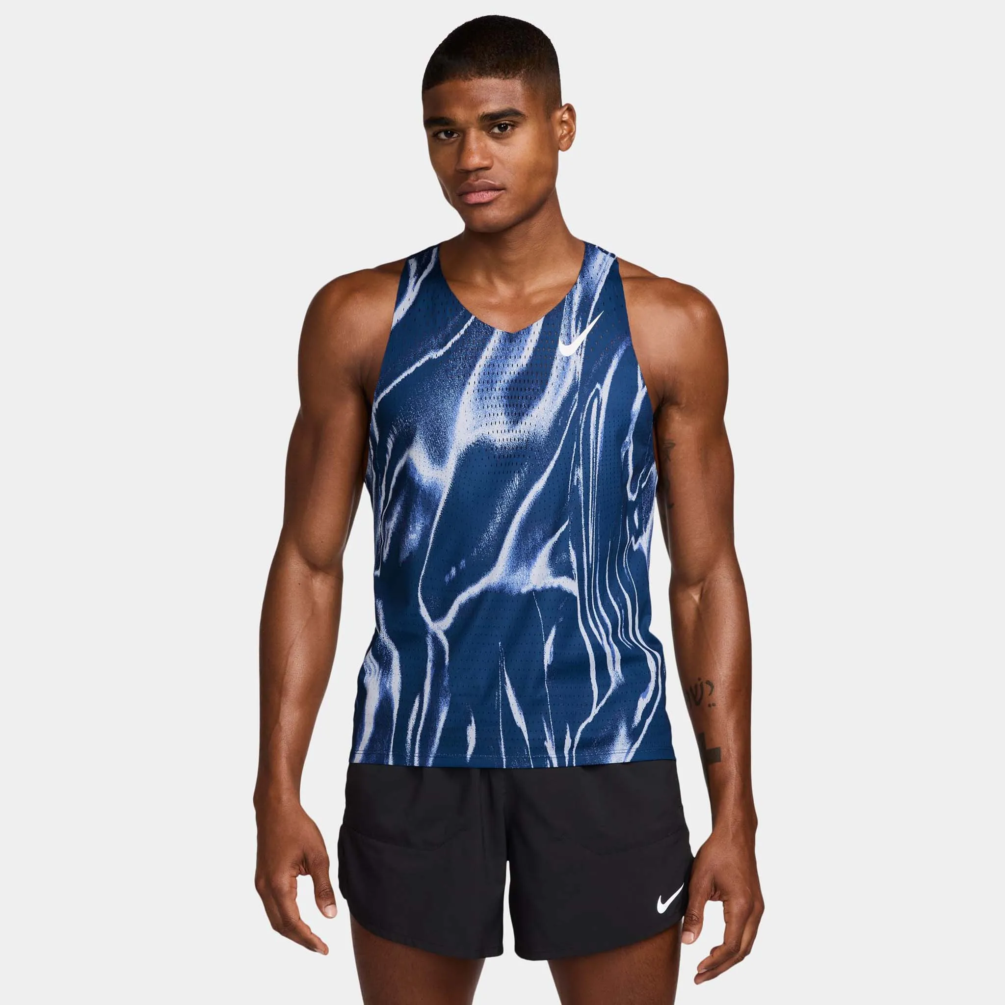 Nike | Men's AeroSwift Dri-FIT ADV Running Singlet - Coastal Blue/White Active Style