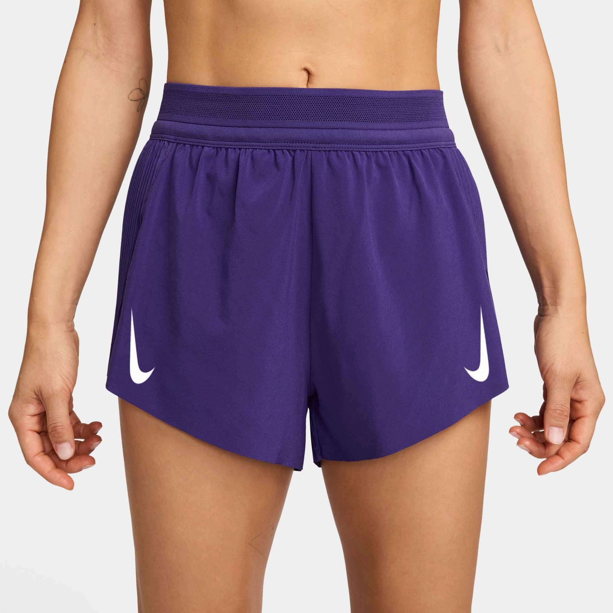 Nike | Women's AeroSwift Dri-FIT ADV Mid-Rise Brief-Lined 3" Running Shorts - Court Purple Thermal Regulation Technology