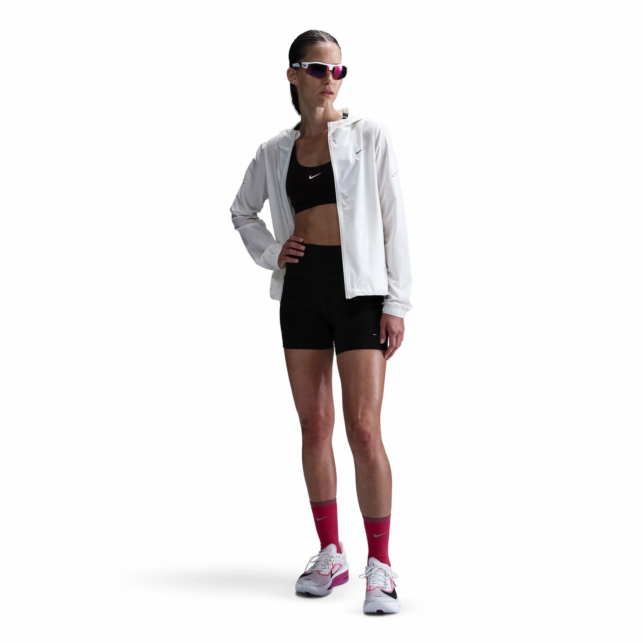 Nike | Women's Swift Dri-FIT High-Rise 4" Running Shorts - Black ReflectiveSafetyDetails