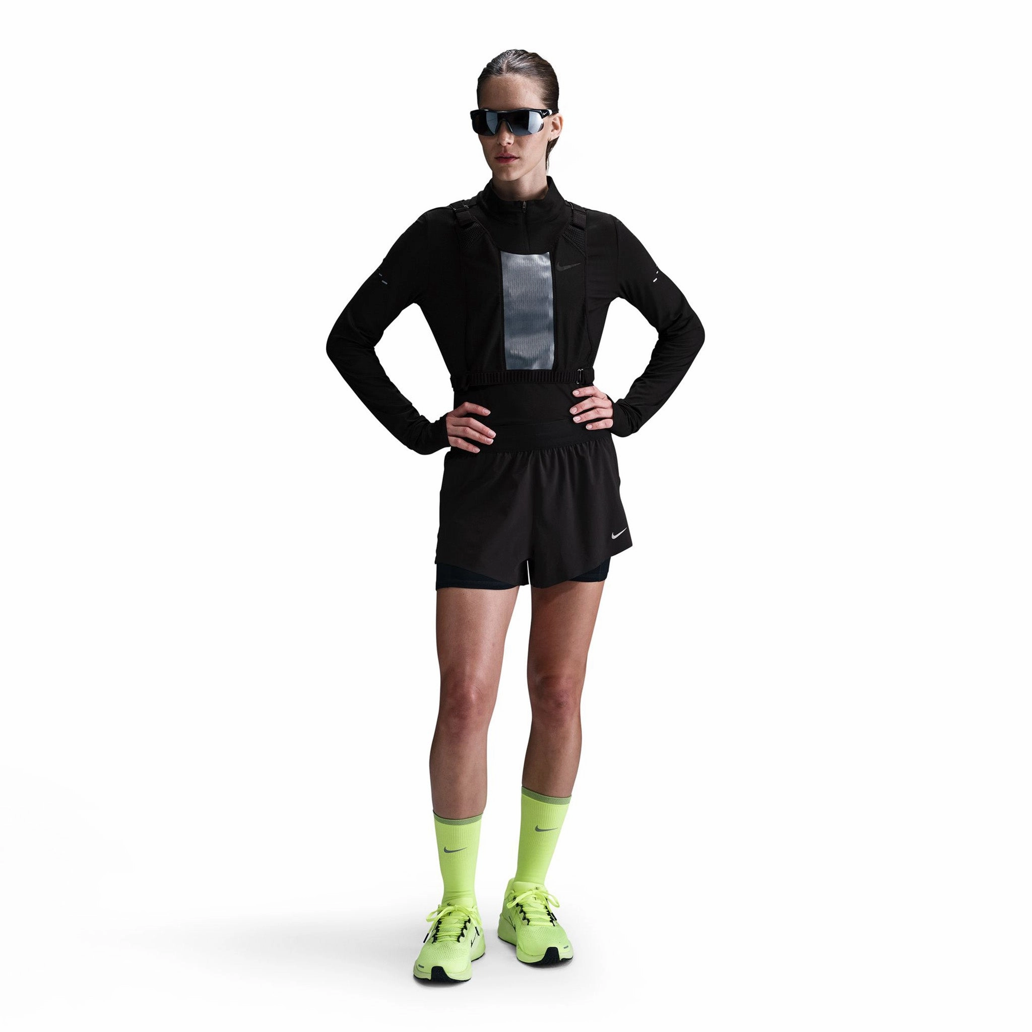 Nike | Women's Swift Dri-FIT Mid-Rise 2-in-1 Running Shorts - Black Generic options Airflow Channel System