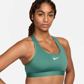 Nike | Women's Swoosh Medium Support Padded Sports Bra - Bicoastal/White Soft Padding Seamless lining